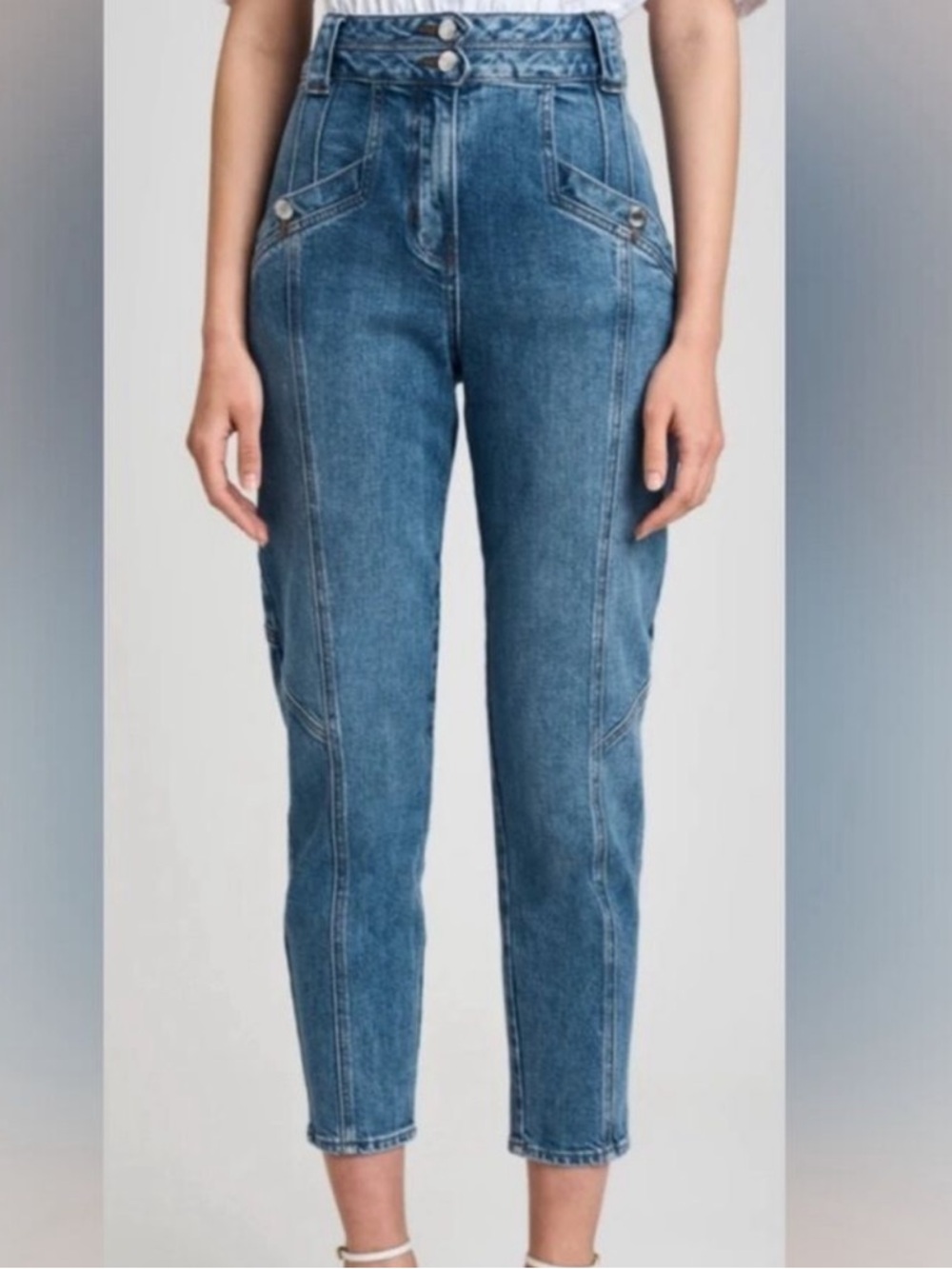 10 Crosby Derek Lam Alexa Barrel Jeans Size 27 High Rise Cropped Blue